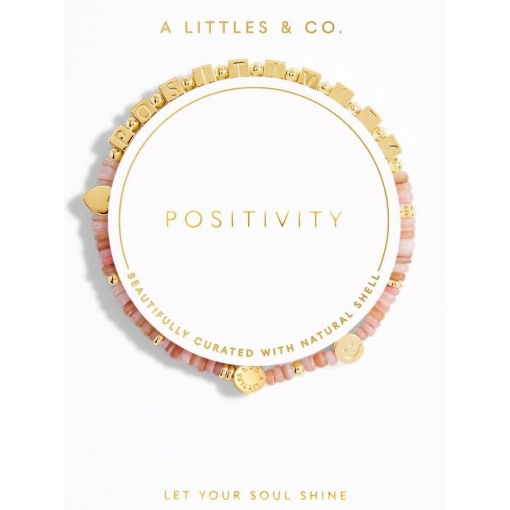 A Littles & Co. Happy Little Moments 'Positivity' Pink & Gold Bracelet NWT